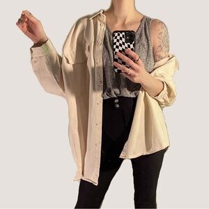 Cream Oversized Button Down